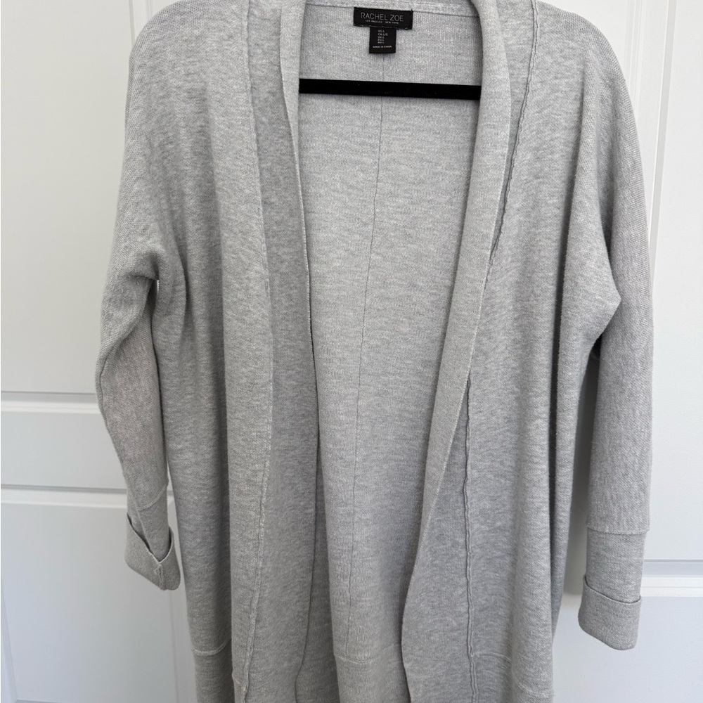 Rachel Zoe Heather Gray Open-Front Shawl Collar Cardigan